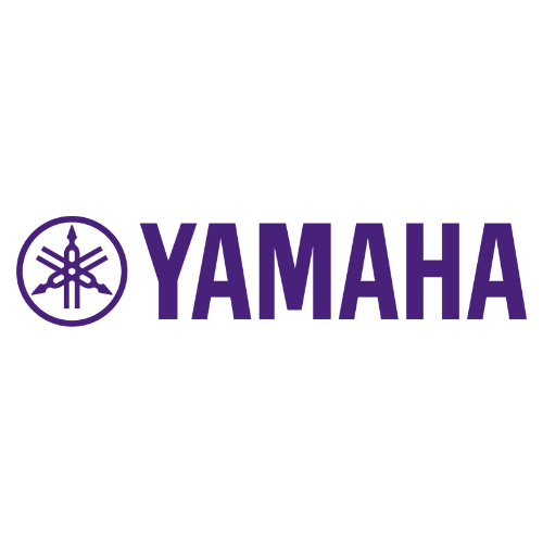 The Yamaha logo, featuring a circular emblem with three interlocking tuning forks on the left and the word "YAMAHA" in bold purple letters to the right.