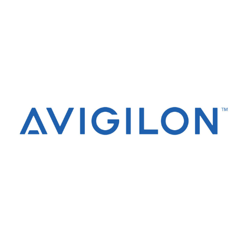 The Avigilon logo in blue capital letters on a white background, with a stylized "A" at the beginning of the word.