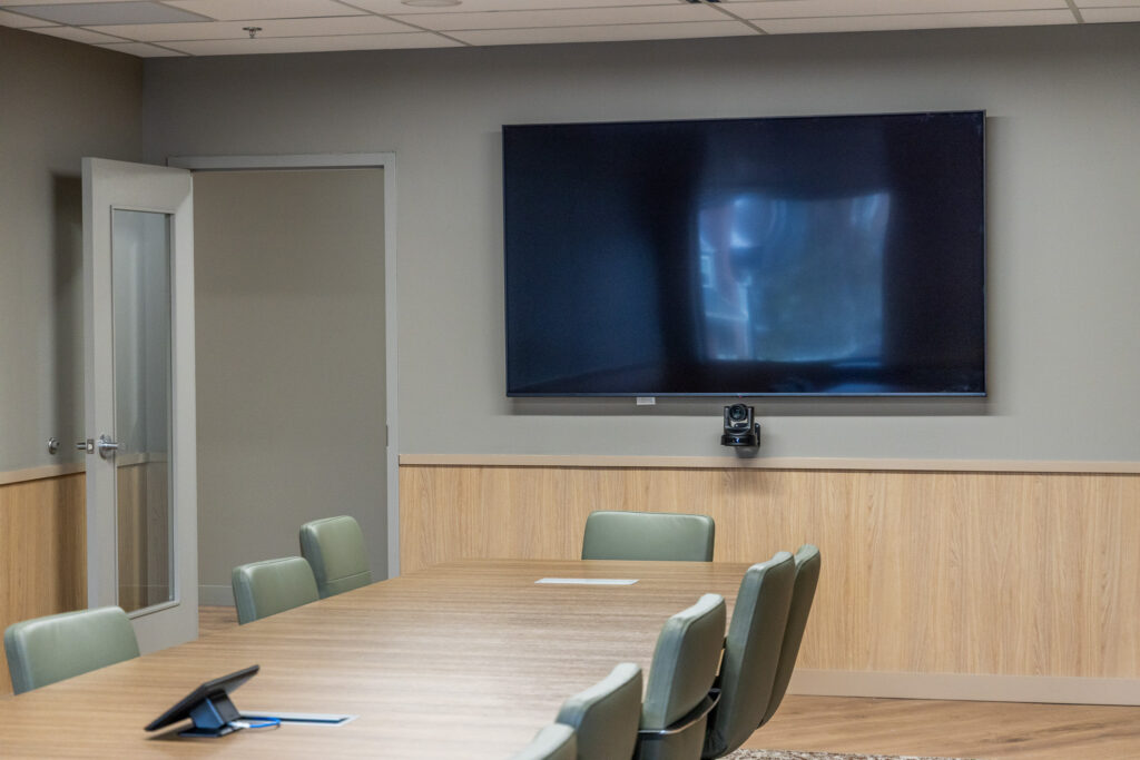 AV Business Boardroom Collaboration Space Designed and Installed by TSI, Connected Video Conferencing, Connected Workspace, Digital Meeting Space, Modern Collaboration Space