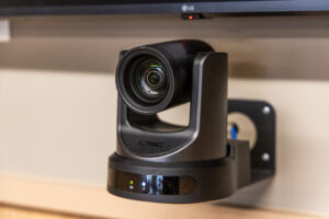 hybrid meeting technology installed by TSI, webcam, Conference room camera, camera for meetings